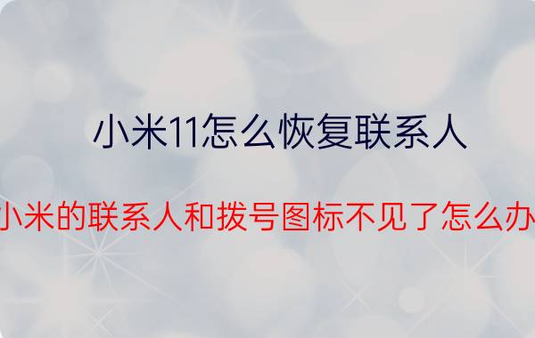 小米11怎么恢复联系人 小米的联系人和拨号图标不见了怎么办？